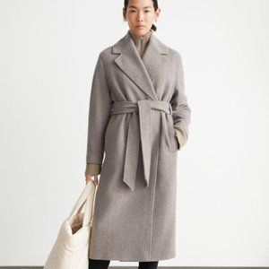 NEW Belted Voluminous Wool Coat Mole by & Other Stories